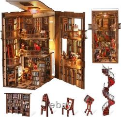 Unique Abbey Library Book Nook Kit Inspiring DIY Wooden Puzzle with Light