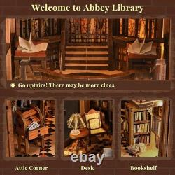 Unique Abbey Library Book Nook Kit Inspiring DIY Wooden Puzzle with Light