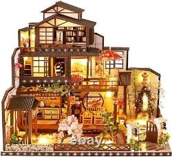 Upgrade 3 Layer Large Wooden Japanese-Style Villa DIY Miniature DollHouse Kit