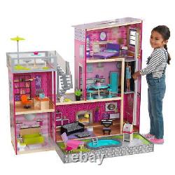 Uptown Wooden Dollhouse with Lights & Sounds, Pool and 36 Accessories US