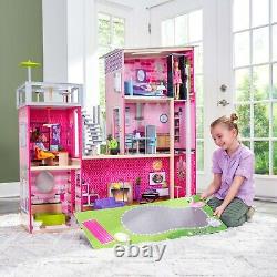 Uptown Wooden Modern Dollhouse with Lights and Sounds, Pool and 36 Access