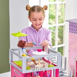 Uptown Wooden Modern Dollhouse with Lights and Sounds, Pool and 36 Access