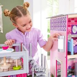 Uptown Wooden Modern Dollhouse with Lights and Sounds, Pool and 36 Access