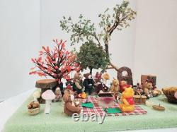 VTG Handmade Teddy Bear Picnic Miniature Diorama