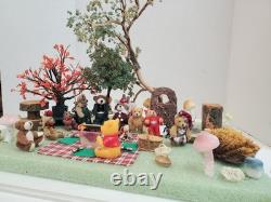 VTG Handmade Teddy Bear Picnic Miniature Diorama