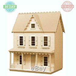 Vermont Farmhouse Doll House Paintable Unfinished Wood Moveable Interior Walls