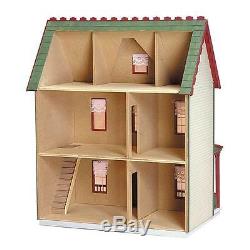 Vermont Farmhouse Doll House Paintable Unfinished Wood Moveable Interior Walls