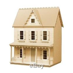 Vermont Farmhouse Jr. Dollhouse Kit Unfinished Wood Doll House Replica Wooden