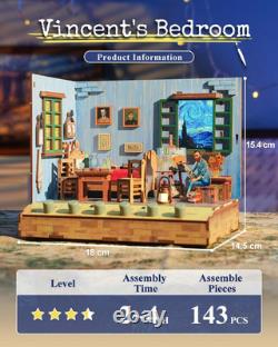 Vincent's Bedroom DIY Miniature House Kit and Vincent's World DIY Book Nook Kit