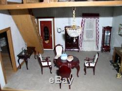 Vintage Beautiful Victorian Wooden Dollhouse Assembled 8 Rooms Fully Furnished