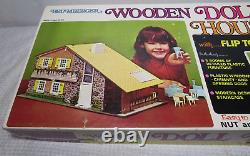 Vintage Brumberger Wooden Doll House Flip Top Roof No. 754 Chalet Complete NEW