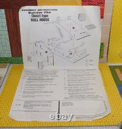 Vintage Brumberger Wooden Doll House Flip Top Roof No. 754 Chalet Complete NEW