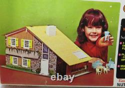 Vintage Brumberger Wooden Doll House Flip Top Roof No. 754 Chalet Complete NEW