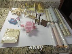 Vintage Dollhouse Furniture Lot Accessories, Wallpaper, Kit, New, Never Used