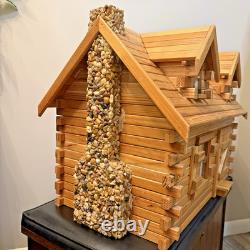 Vintage DuraCraft Pioneer Assembled Log Cabin Dollhouse FULL of Furniture