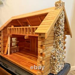 Vintage DuraCraft Pioneer Assembled Log Cabin Dollhouse FULL of Furniture