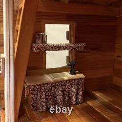 Vintage DuraCraft Pioneer Assembled Log Cabin Dollhouse FULL of Furniture