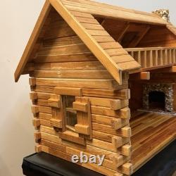 Vintage DuraCraft Pioneer Assembled Log Cabin Dollhouse FULL of Furniture