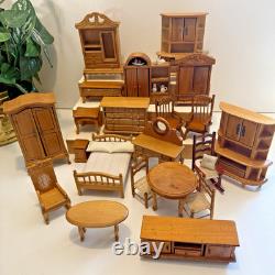 Vintage DuraCraft Pioneer Assembled Log Cabin Dollhouse FULL of Furniture