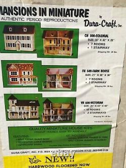 Vintage Dura Craft Colonial Dollhouse Wood Kit Mansion in Miniature CH300 Rare