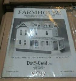 Vintage Dura-Craft Wood Farm House Dollhouse Kit FH 505 Farmhouse 1993 Open Box
