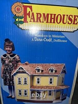Vintage Farmhouse Dura Craft FH 505 Miniature Wooden Doll House Kit 8 Room NIB