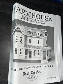 Vintage Farmhouse Dura Craft FH 505 Miniature Wooden Doll House Kit 8 Room NIB