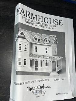 Vintage Farmhouse Dura Craft FH 505 Miniature Wooden Doll House Kit 8 Room NIB