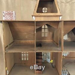 Vintage Handmade Dollhouse 39 Victorian style mansion wood doll house green
