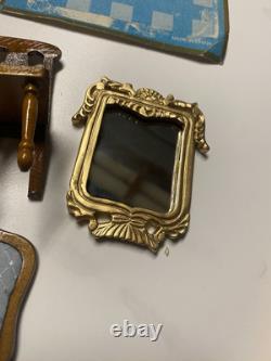 Vintage Lot Doll House Miniatures Chairs Mirror and House Wiring Kit