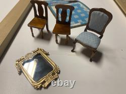 Vintage Lot Doll House Miniatures Chairs Mirror and House Wiring Kit