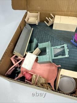 Vintage Superior Tin Litho Doll House 2 Story 25 Wide x 16 Tall