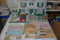 Vintage Tin Metal MARX Dollhouse 2 Story Colonial Mansion Box Inst VGUC Complete