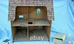 Vintage Wooden Doll House Including Furniture 20 across. (See Pictures)