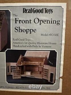 Vtg DIY REAL GOOD TOYS Vermont Made Wooden House Front Opening Shoppe In Box