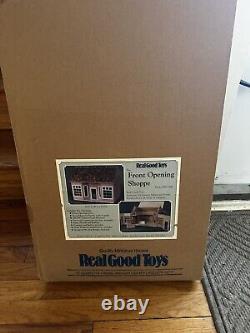 Vtg DIY REAL GOOD TOYS Vermont Made Wooden House Front Opening Shoppe In Box