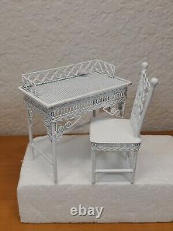 Vtg Dollhouse Victorian Wire White Wicker Metal Furniture Alice Lacy 12 Pcs