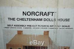 Vtg NORCRAFT CHELTENHAM Doll House Wood Kit 112 Scale Victorian Style Open Box