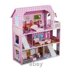 WOODEN PINK Doll House with stairs NEW