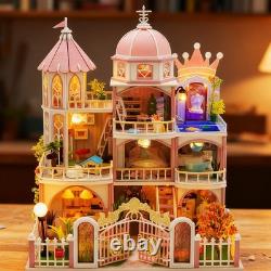 Windsor Castle Miniature Dollhouse DIY Wooden Building House Kit withLED for Gift