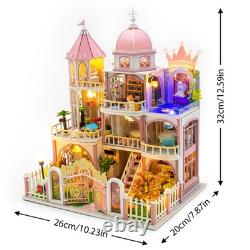 Windsor Castle Miniature Dollhouse DIY Wooden Building House Kit withLED for Gift