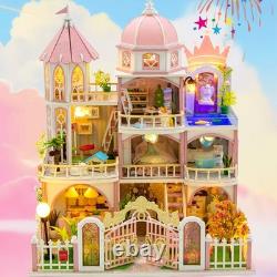 Windsor Castle Miniature Dollhouse DIY Wooden Building House Kit withLED for Gift