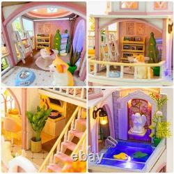 Windsor Castle Miniature Dollhouse DIY Wooden Building House Kit withLED for Gift