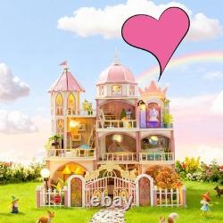 Windsor Castle Miniature Dollhouse DIY Wooden Building House Kit withLED for Gift