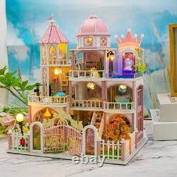 Windsor Castle Miniature Dollhouse DIY Wooden Building House Kit withLED for Gift