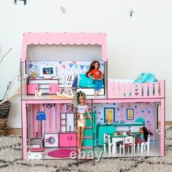 Wood dollhouse, girls birthday gift, wood toy house for kids, doll house DIY kit