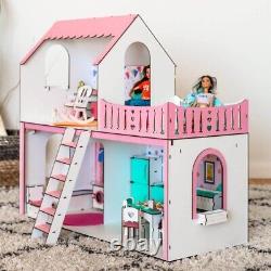 Wood dollhouse, girls birthday gift, wood toy house for kids, doll house DIY kit