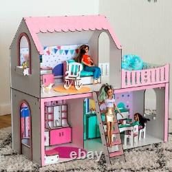 Wood dollhouse, girls birthday gift, wood toy house for kids, doll house DIY kit