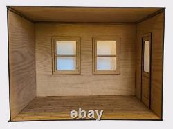 Wood dollhouse miniature kit diy room box furniture display 1/8 display diorama