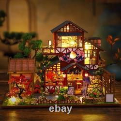Wooden 3D Miniature Dollhouse He Xi Ju WithLED Building Model House DIY Bookshelf